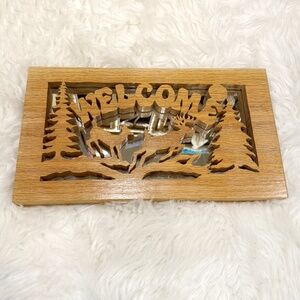 Wooden & Glass “Welcome” Wall Hanging Sign